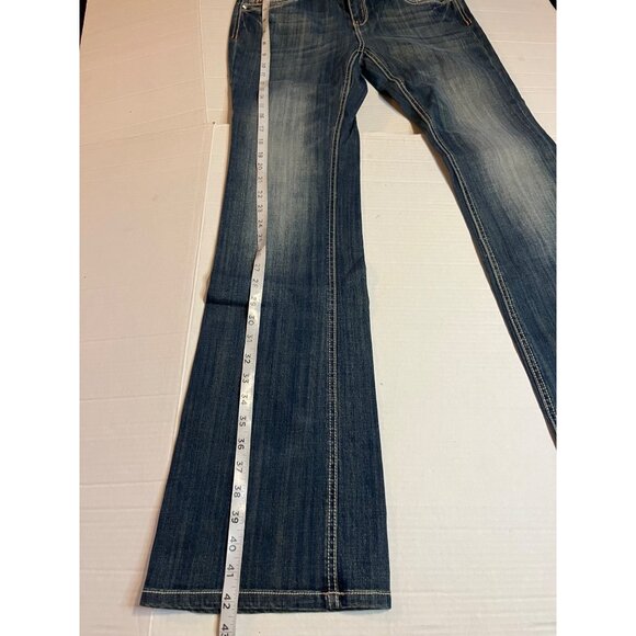 Cello Womens Embellished Bootcut Jeans 11 Denim Embroidery Rhinestone Accents - Picture 11 of 12